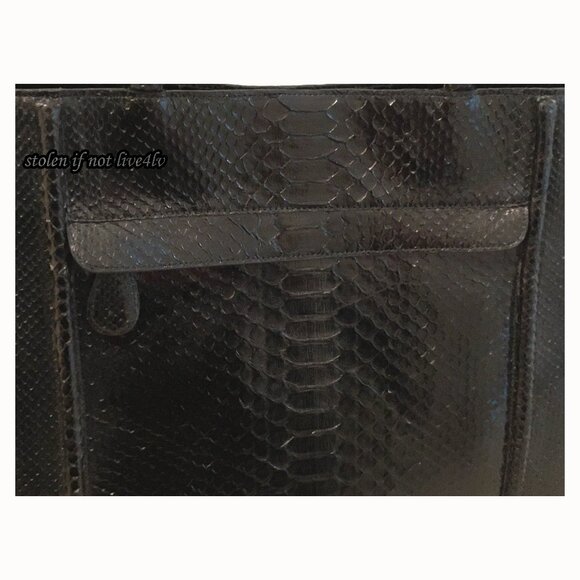 NEW Never Carried Auth Nancy Gonzalez GENUINE PYTHON shiny black tote bag $3950 - Picture 8 of 14